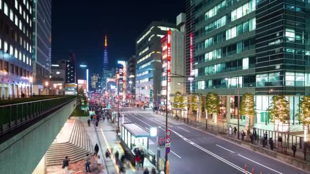 El lapso de tiempo de las personas y el tráfico Tokyo WTC — Vídeo de stock