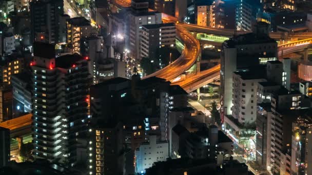 Time-lapse van het snijpunt van een snelweg in Tokio — Stockvideo
