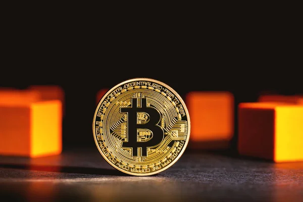 Bitcoin cryptocurrency монети — стокове фото