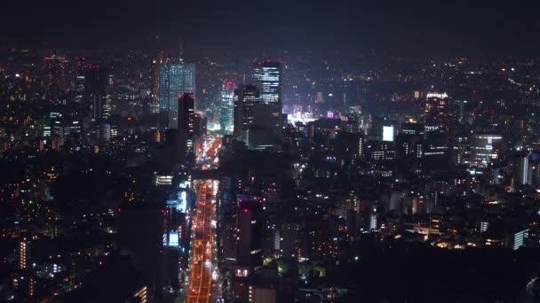 Weergave van Shibuya, Tokyo bij nacht — Stockvideo