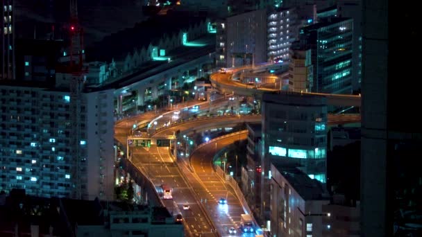 Vue des autoroutes de Tokyo la nuit — Video