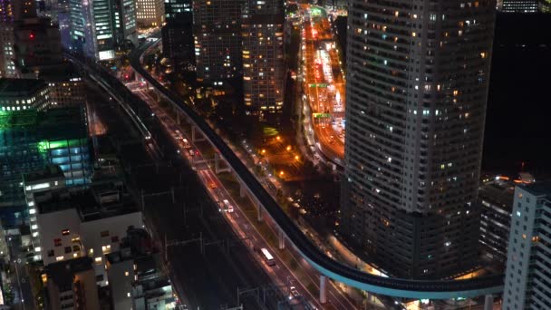 Tokyo at night near Hamamatsucho — Stock Video