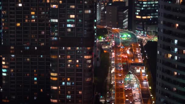 Tokyo bij nacht in de buurt van Hamamatsucho — Stockvideo