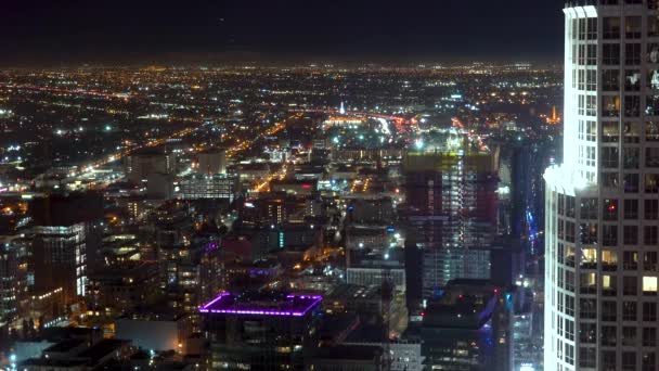 Vue du centre-ville de Los Angeles la nuit — Video