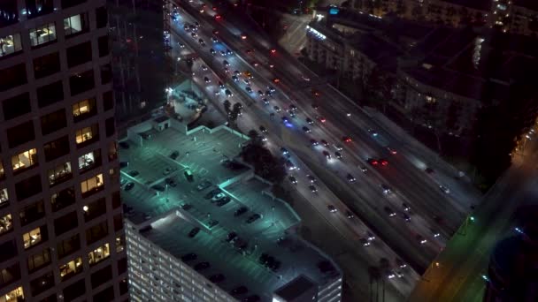 View of Downtown Los Angeles at night — Stock Video