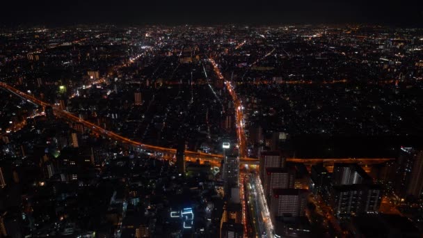 Пташиного польоту Осака вночі — стокове відео