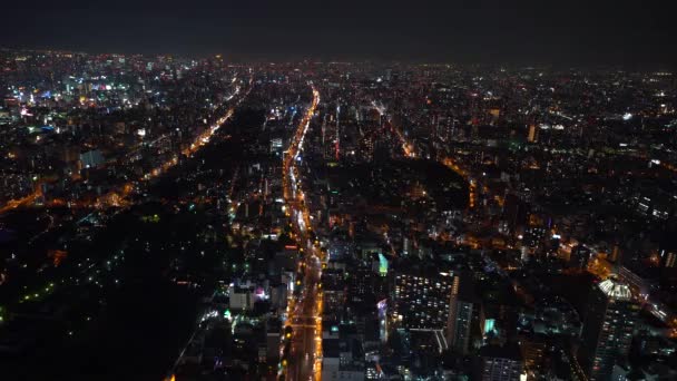 Vista aérea de Osaka à noite — Vídeo de Stock