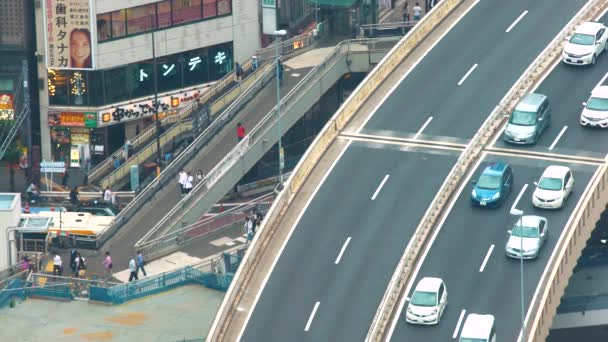 Veduta aerea di un'autostrada a Shibuya, Tokyo — Video Stock