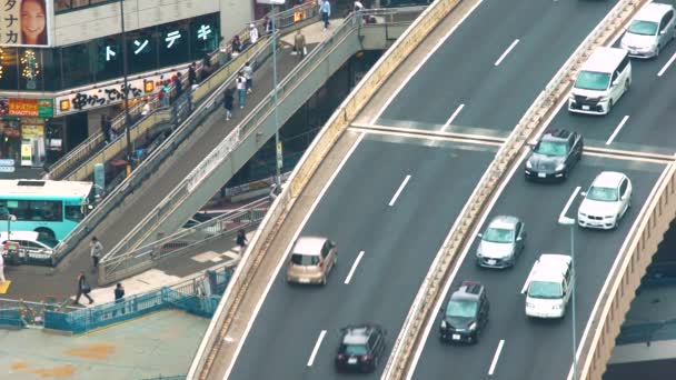 Veduta aerea di un'autostrada a Shibuya, Tokyo — Video Stock