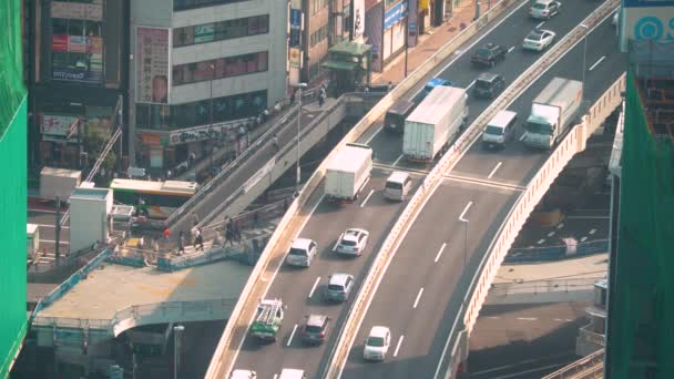 Widok z lotu ptaka autostrad w Shibuya, Japonia — Wideo stockowe