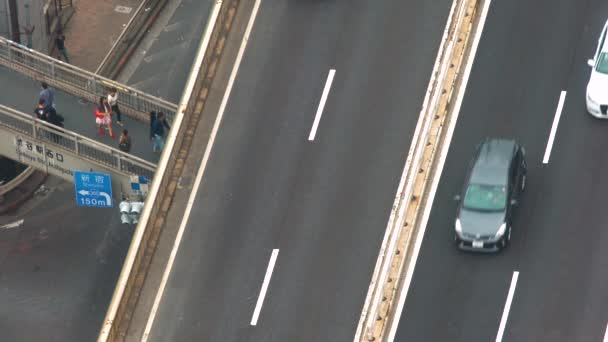 Вид с воздуха на шоссе в Сибуя, Токио — стоковое видео