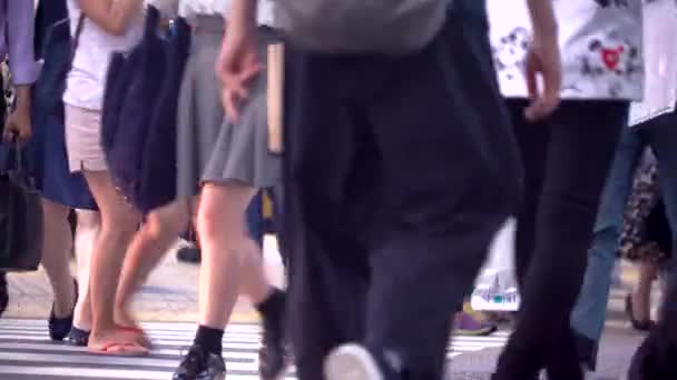 Personer passera berömda korsningen i Shibuya, Tokyo, Japan — Stockvideo