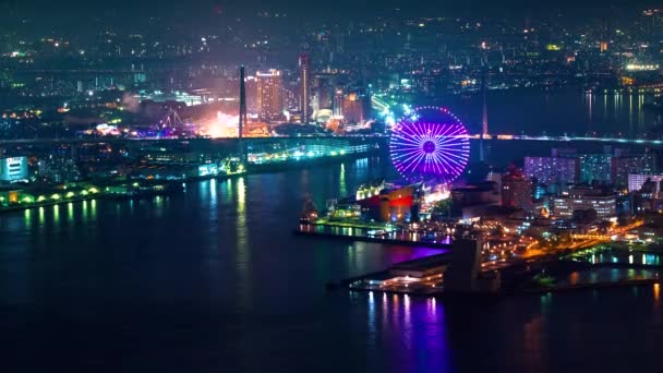 Time-lapse av Osaka på natten — Stockvideo