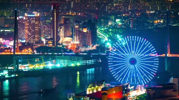 Тайм-лапс Осаки ночью — стоковое видео
