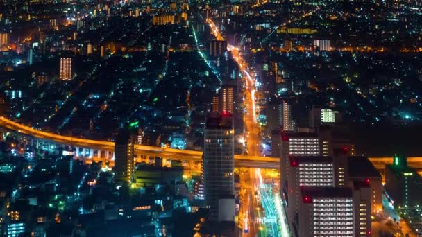 Time-lapse της Οσάκα, το βράδυ — Αρχείο Βίντεο