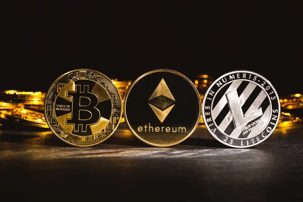 Bitcoin, Litecoin, 테리 동전 — 스톡 사진