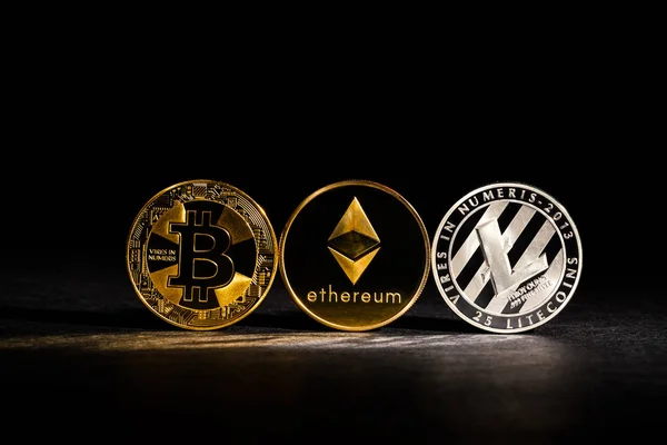 Bitcoin, Litecoin, 테리 동전 — 스톡 사진