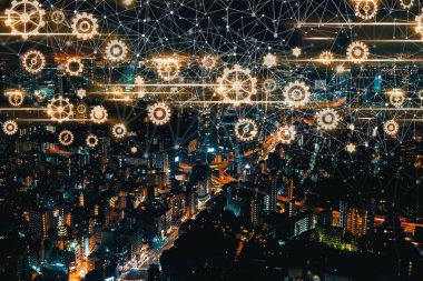 Tokyo, Japonya'nın hava manzaralı Dişliler
