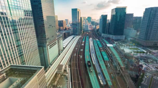 Pôr do sol time-lapse acima da Estação de Tóquio — Vídeo de Stock