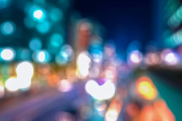 Abstract wazig nacht stadsgezicht bokeh lichten achtergrond — Stockfoto