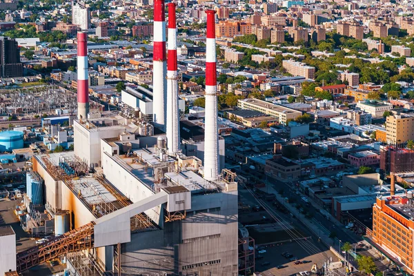 Aerial view of a power plant station in NY — Stock Photo, Image