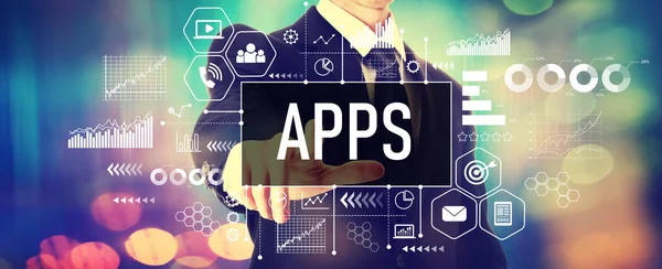 Apps with a businessman — Stock Photo, Image