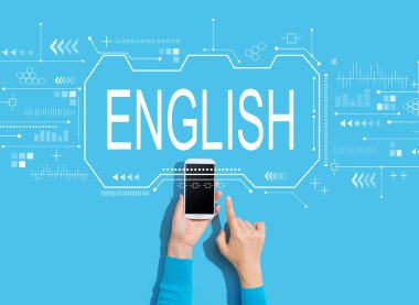 Akıllı telefon kullanan kişi ile İngilizce kavramı