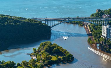 Aerial view of the Henry Hudson Bridge in the Bronx NY clipart