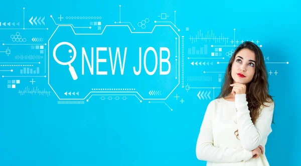 Keresés az új munkahely téma a fiatal nő — Stock Fotó