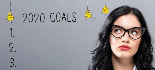 2020 goals with young businesswoman — Stock Photo, Image