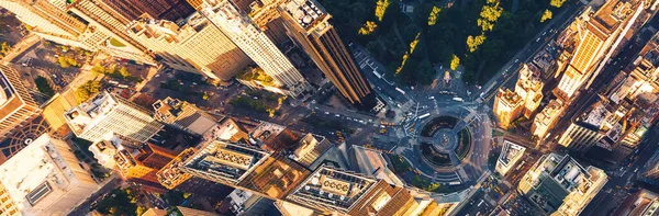 New York 'taki Columbus Circle ve Central Park' ın hava görüntüsü