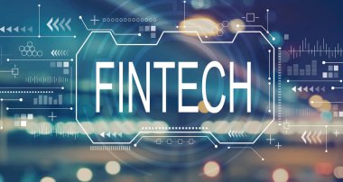 Bulanık şehir ışıkları ile Fintech kavramı