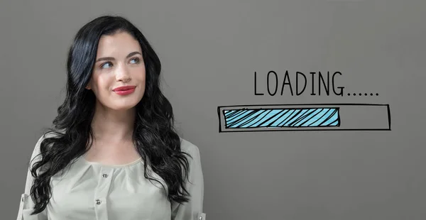 Loading concept with young woman