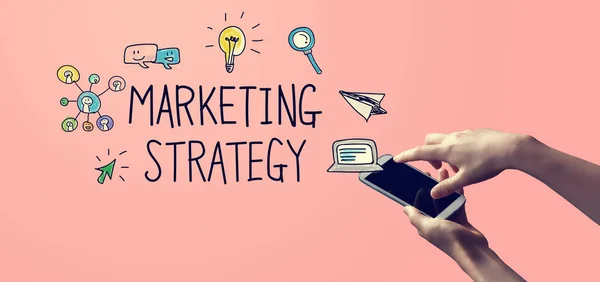 Marketingstrategie mit Smartphone-Halter — Stockfoto