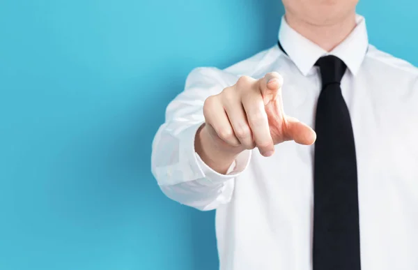 Geschäftsmann zeigt mit dem Finger — Stockfoto