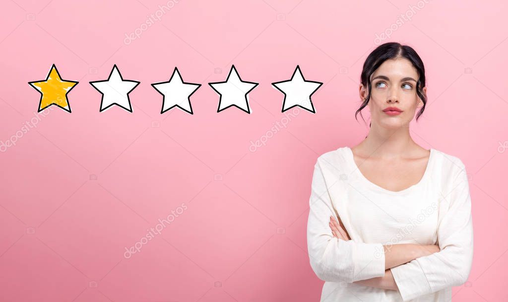 One star rating with young woman