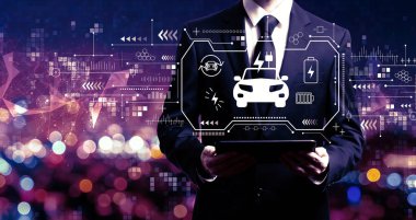 Elinde tablet olan bir işadamı konsepti