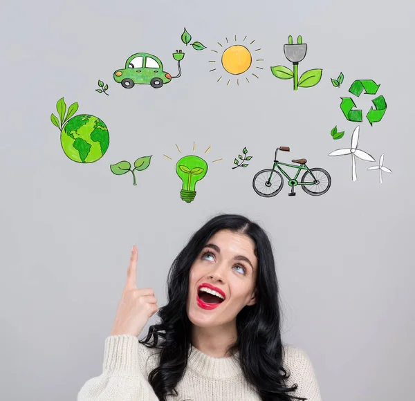 Tema Eco con mujer joven feliz —  Fotos de Stock