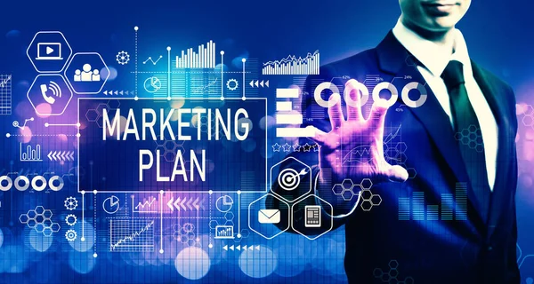 Marketingplan mit Geschäftsmann — Stockfoto