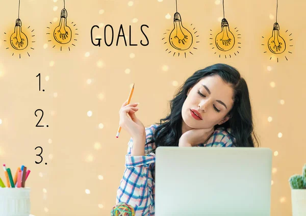Goal list with young woman — Stock Photo, Image