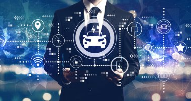 Elinde tablet olan bir işadamı konsepti