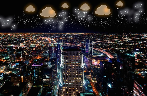 Cloud computing med centrala Los Angeles — Stockfoto