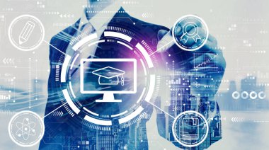 İş adamıyla e-öğrenme kavramı