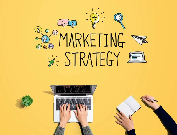 Marketing strategy with people working together — 스톡 사진