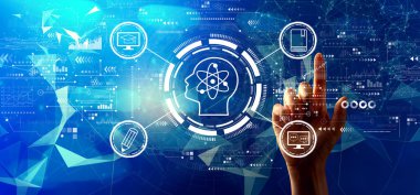 Çevrimiçi eğitim kavramı bir tuşa basarak