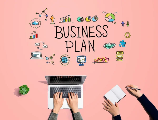 Businessplan met samenwerkende mensen — Stockfoto