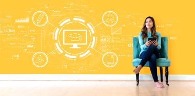 E-öğrenme kavramı genç kadınla