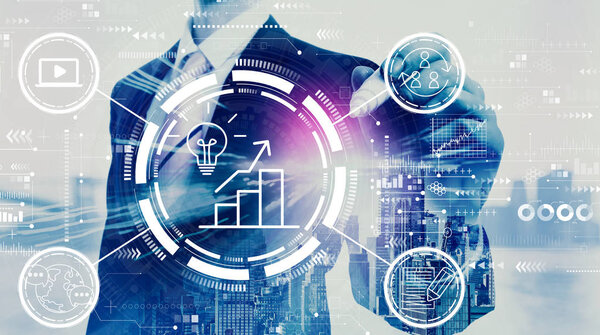 Контент маркетинговой концепции с бизнесменом