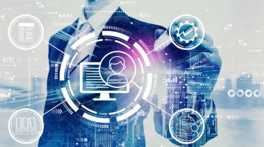 İş adamıyla belge yönetim sistemi kavramı