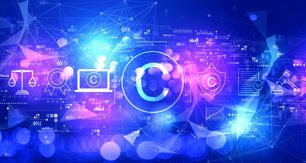 Copyright concept with technology light background — Stock Photo, Image